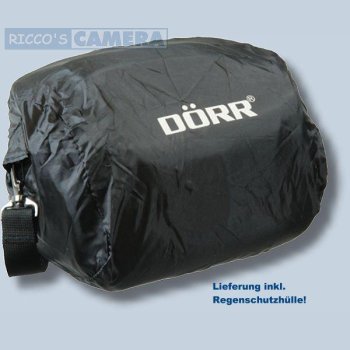 Dörr YUMA Systemtasche 1 schwarz/silber Kameratasche mit Regenschutzhülle Fototasche für Systemkameras Evilkameras Bridgekameras