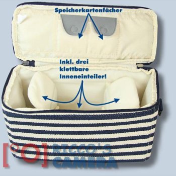 Preview: Kalahari SeaSide K-50 Fototasche in blau weiß maritime Kameratasche k50