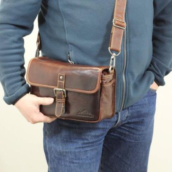 Leder Fototasche Alpenleder Presse Brandy echt Leder Tasche in braun für Systemkameras Evilkameras Kameratasche lal
