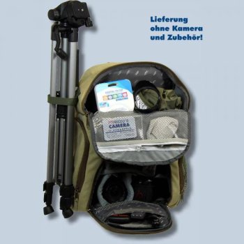 Preview: Fotorucksack Kalahari Kapako K-69 Rucksack canvas khaki für DSLR oder Systemkamera Ausrüstung