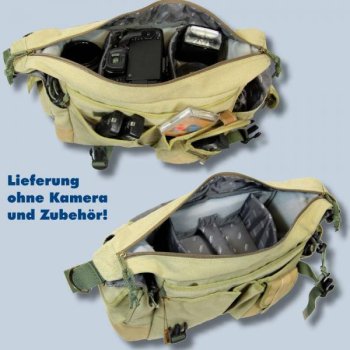 Preview: Kalahari Kapako K-32 Canvas khaki inkl. Regenschutz - wasserdichte Fototasche für die Spiegelreflexausrüstung K 32 khaki k32k