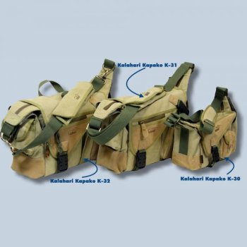 Kalahari Kapako K-32 Canvas khaki inkl. Regenschutz - wasserdichte Fototasche für die Spiegelreflexausrüstung K 32 khaki k32k