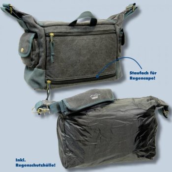 Preview: Kalahari Kapako K-32 Canvas schwarz inkl. Regenschutz - wasserdichte Fototasche für die Spiegelreflexausrüstung K 32 black k32b