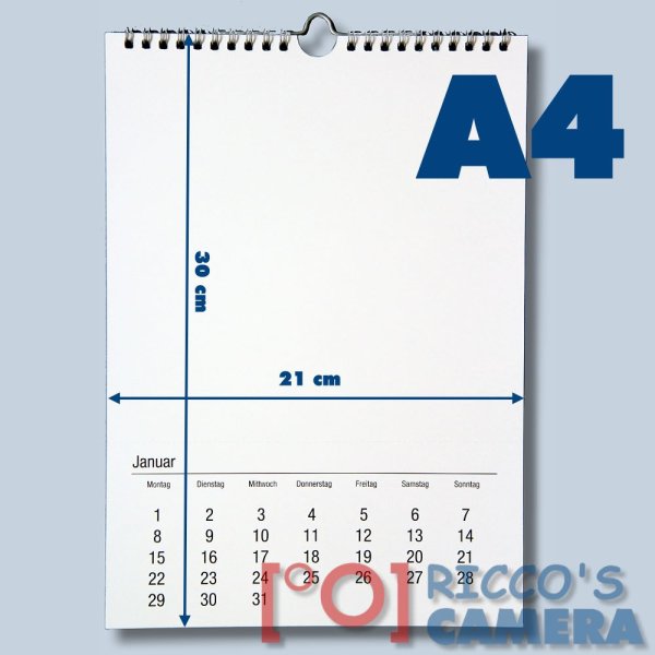 Bastelkalender mit Darstellung der Abmessungen