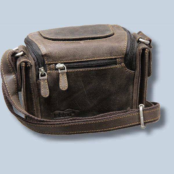Kalahari KAAMA L-12 Robuste Fototasche Ledertasche für Kompakt- und Systemkameras aus braunem Büffelleder Büffelledertasche KL12