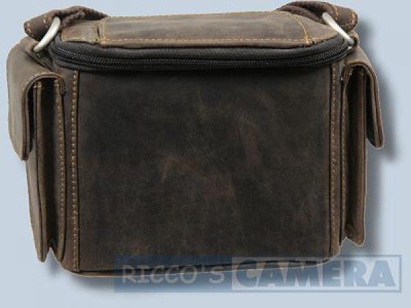 Kalahari KAAMA L-12 Robuste Fototasche Ledertasche für Kompakt- und Systemkameras aus braunem Büffelleder Büffelledertasche KL12