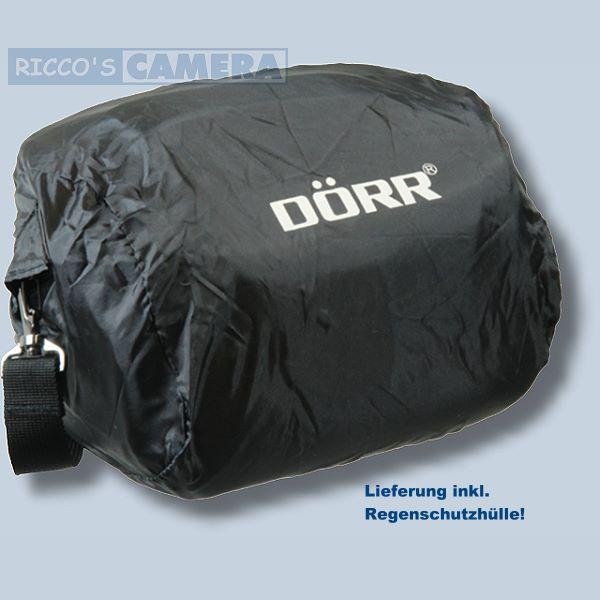 Dörr YUMA Systemtasche 1 schwarz/silber Kameratasche mit Regenschutzhülle Fototasche für Systemkameras Evilkameras Bridgekameras