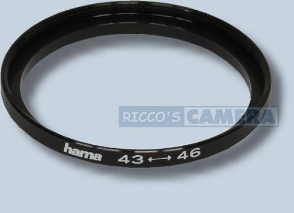 Filteradapter 43 - 46 mm ( Objektiv 43mm / Filter 46mm ) Step Up Ring Anschlussring Adapterring Hama  14346