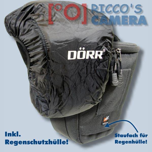 Dörr Halfter-Fototasche Classic L Colt-Tasche für Systemkameras oder DSLR-Kamera mit langem Zoom Kameratasche mit Regenschutzhül