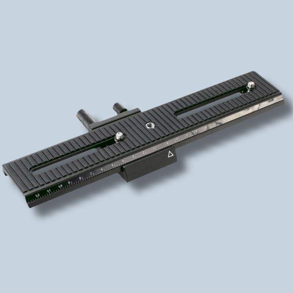 Quenox/Fotomate LP-02 Makro-Einstellschlitten (Makroschlitten, Kameraschlitten, Fotoschlitten, Makroschiene) - Verstellweg 24cm