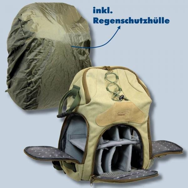 Fotorucksack Kalahari Kapako K-69 Rucksack canvas khaki für DSLR oder Systemkamera Ausrüstung