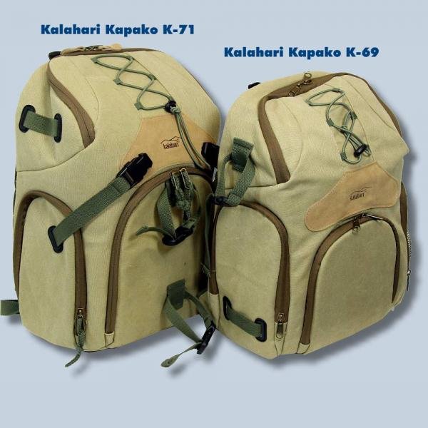 Fotorucksack Kalahari Kapako K-69 Rucksack canvas khaki für DSLR oder Systemkamera Ausrüstung