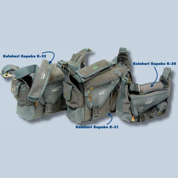 Kalahari Kapako K-32 Canvas schwarz inkl. Regenschutz - wasserdichte Fototasche für die Spiegelreflexausrüstung K 32 black k32b