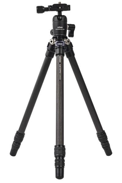 Reisestativ Carbon Slim Hopper mit Stativgewinde (1/4 und 3/8 Zoll) Inklusive Kugelkopf