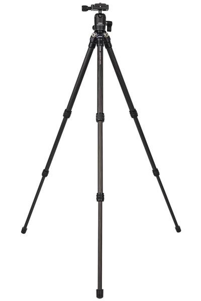 Reisestativ Carbon Slim Hopper mit Stativgewinde (1/4 und 3/8 Zoll) Inklusive Kugelkopf