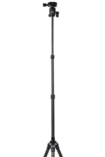 Reisestativ Carbon Slim Hopper mit Stativgewinde (1/4 und 3/8 Zoll) Inklusive Kugelkopf