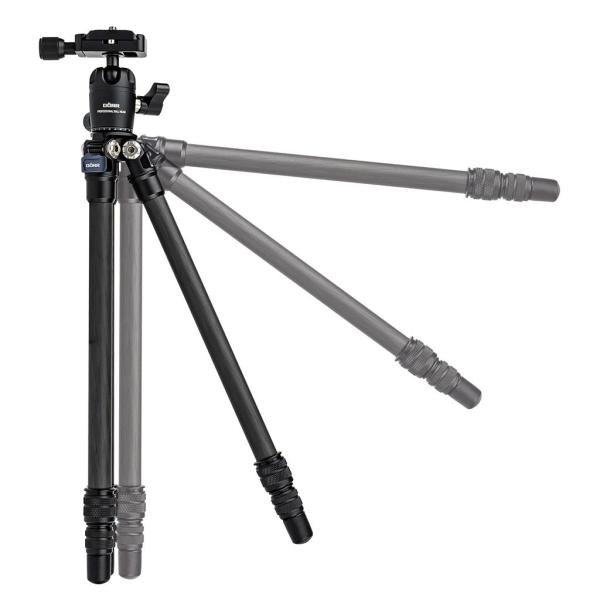 Reisestativ Carbon Slim Hopper mit Stativgewinde (1/4 und 3/8 Zoll) Inklusive Kugelkopf