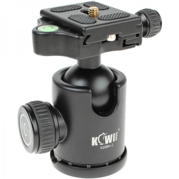 Kiwifotos Kugelkopf, Kugelneiger mit Friktionsknopf und Schnellwechselplatte (Arca-Swiss-kompatibel)